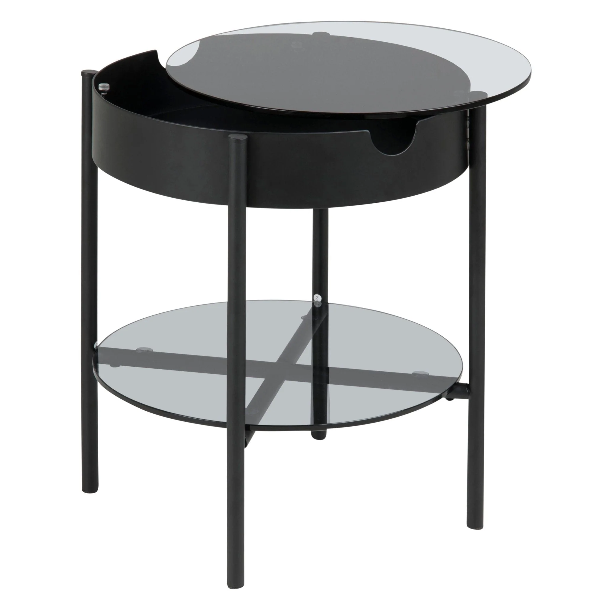 Table basse Tipton en noir avec pieds en verre et métal 50x45x45 cm - Image 4