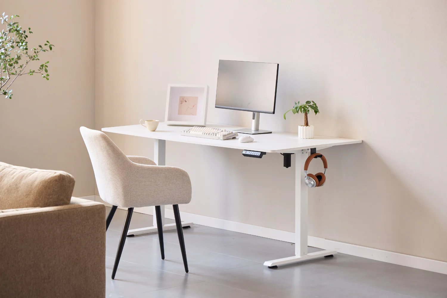 Table Damian réglable en hauteur 160x80 cm en blanc - Image 3