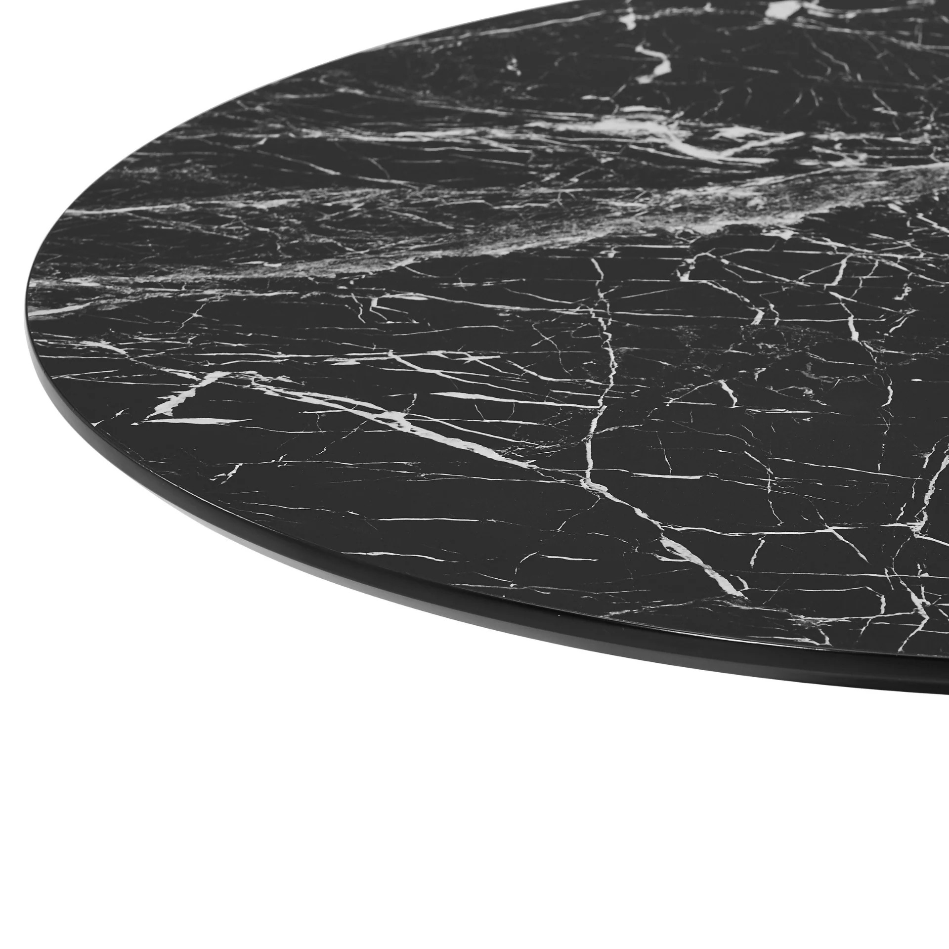 Table de salle à manger Diego noir aspect marbre Ø90 cm - Image 3