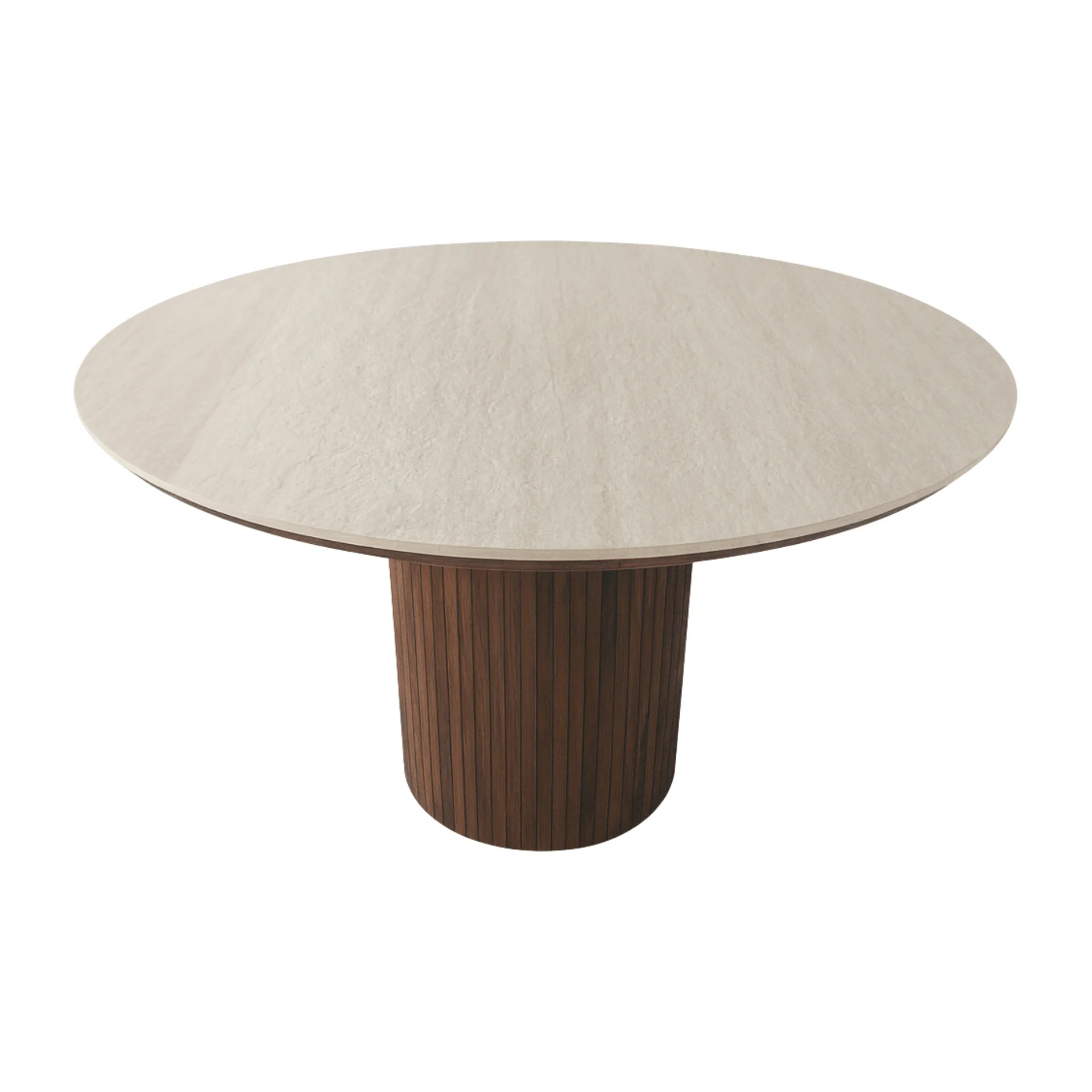 Enzo table de salle à manger ronde avec plateau en pierre beige et sommier à lattes en chêne fumé Ø120 cm - Image 5