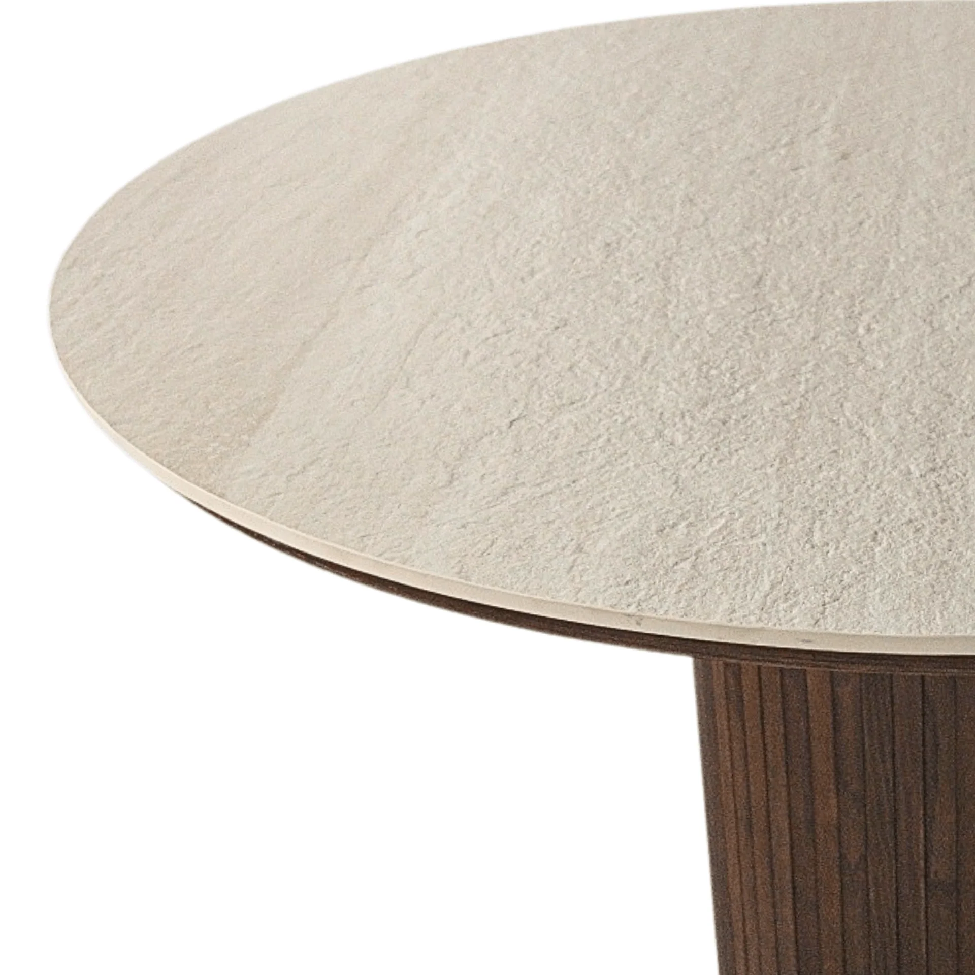 Enzo table de salle à manger ronde avec plateau en pierre beige et sommier à lattes en chêne fumé Ø120 cm - Image 6