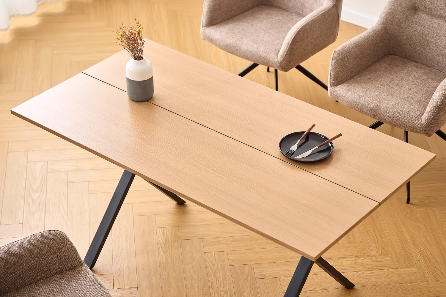 Marly Table Plank en placage chêne 150x80x75 cm - Image 6