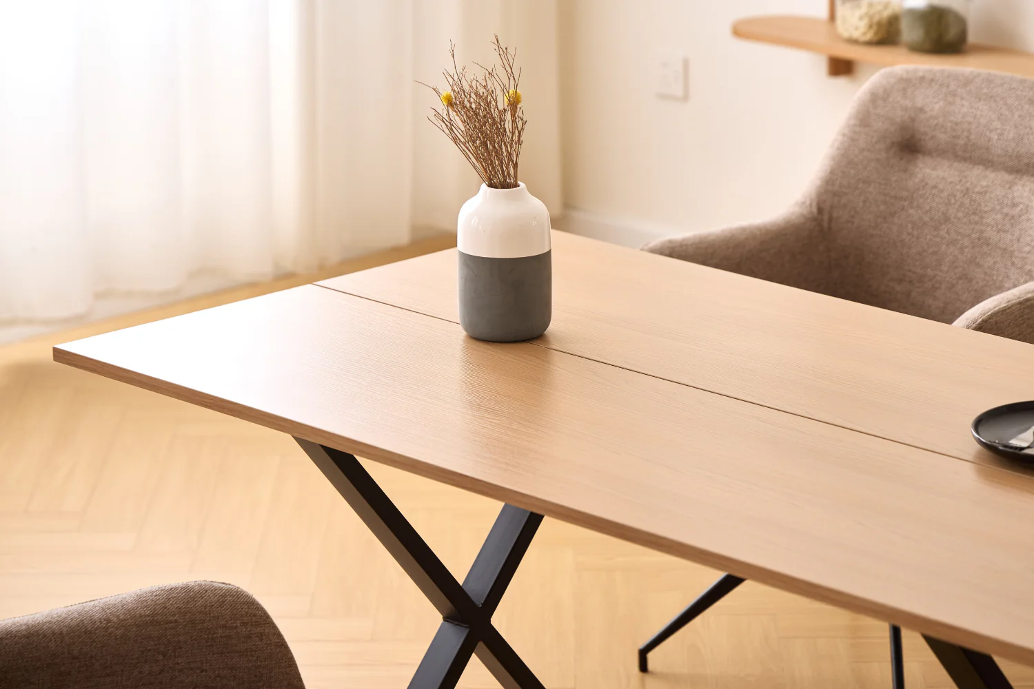 Marly Table Plank en placage chêne 150x80x75 cm - Image 7