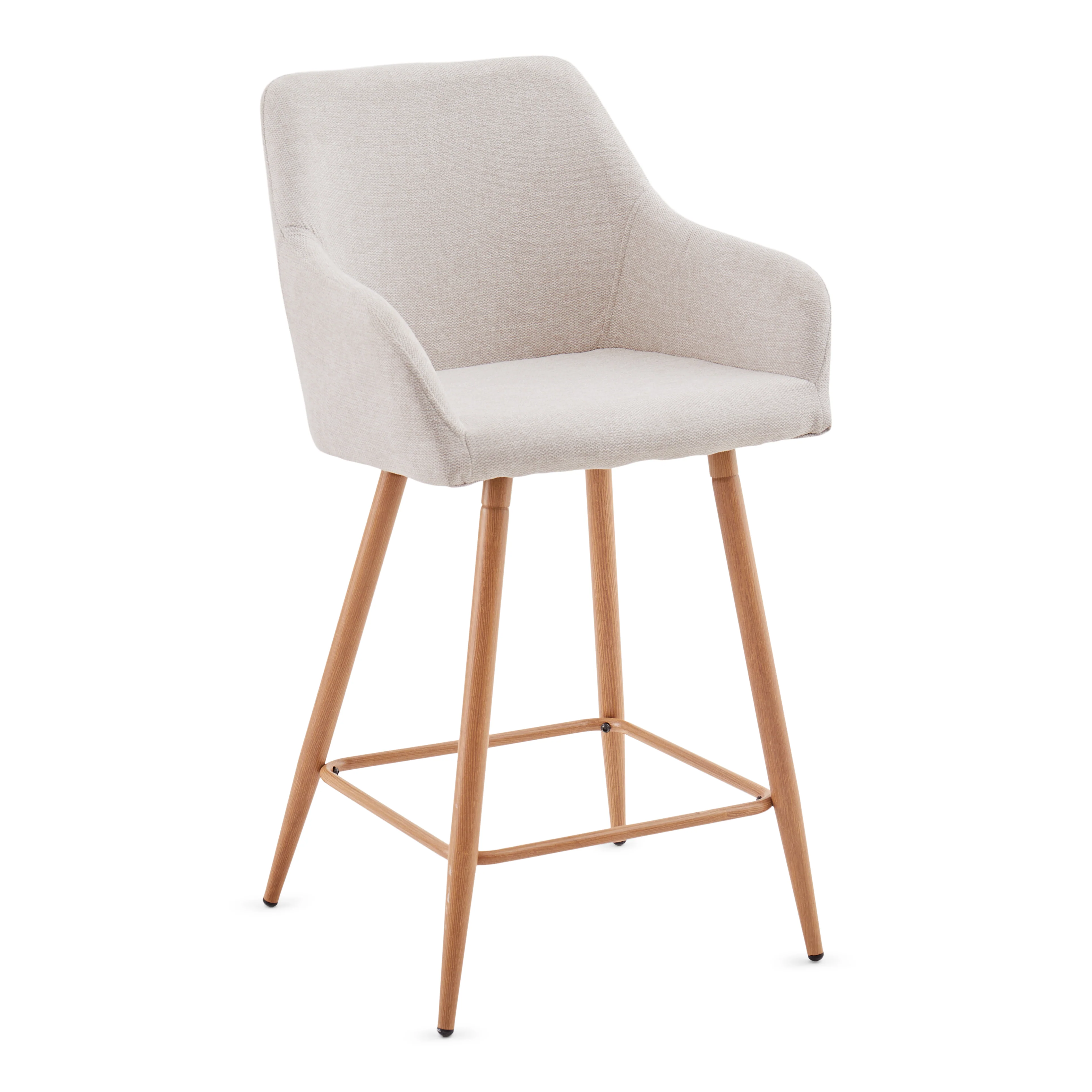 Jenna Tabouret de bar - textile beige avec accoudoirs 65 cm