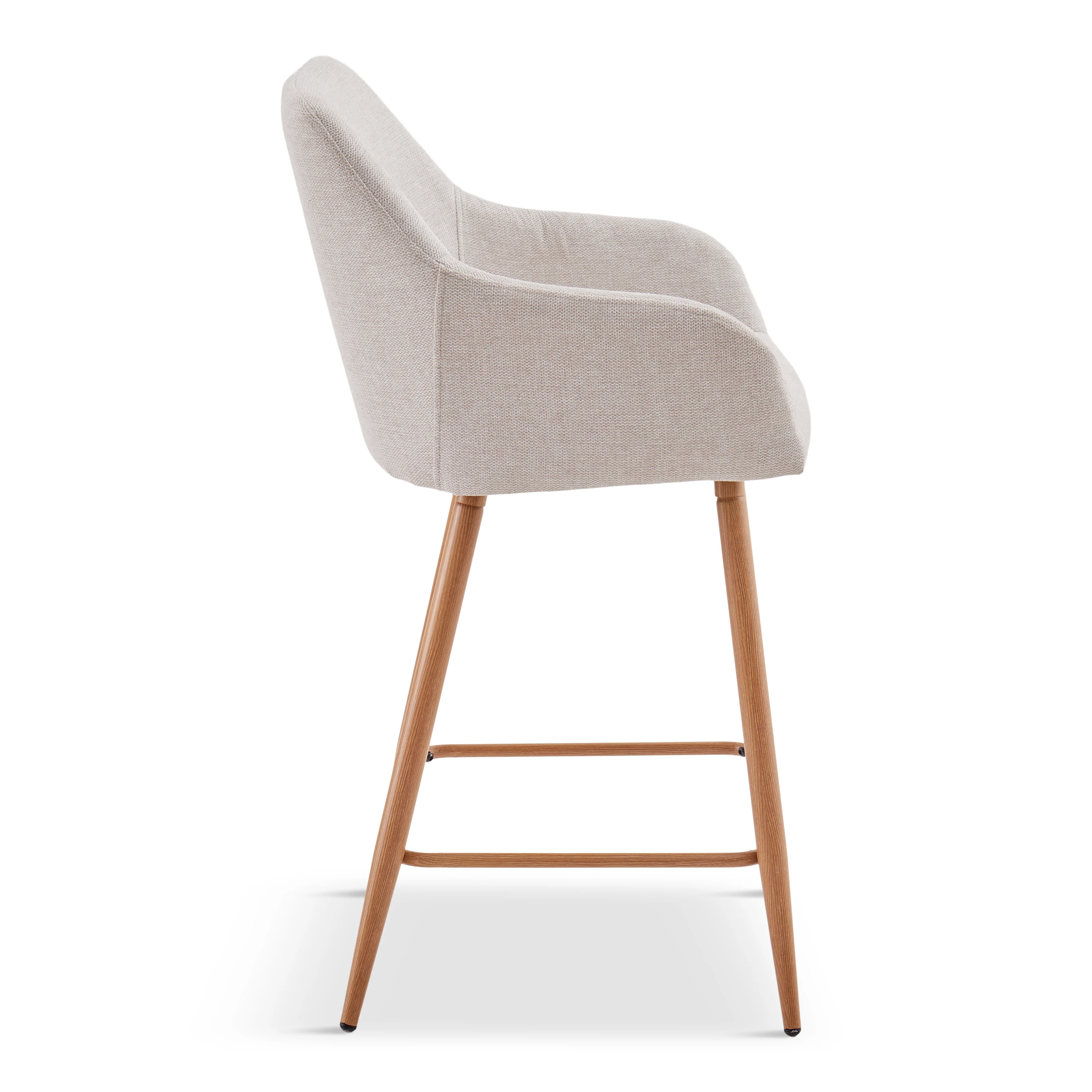 Jenna Tabouret de bar - textile beige avec accoudoirs 65 cm - Image 5