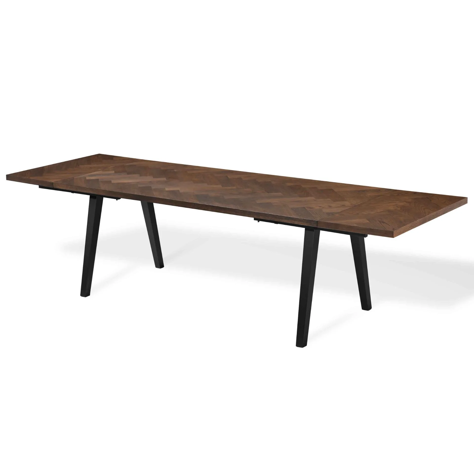 Valeria table à manger à motif chevron 200x90 cm en placage chêne fumé - Image 4