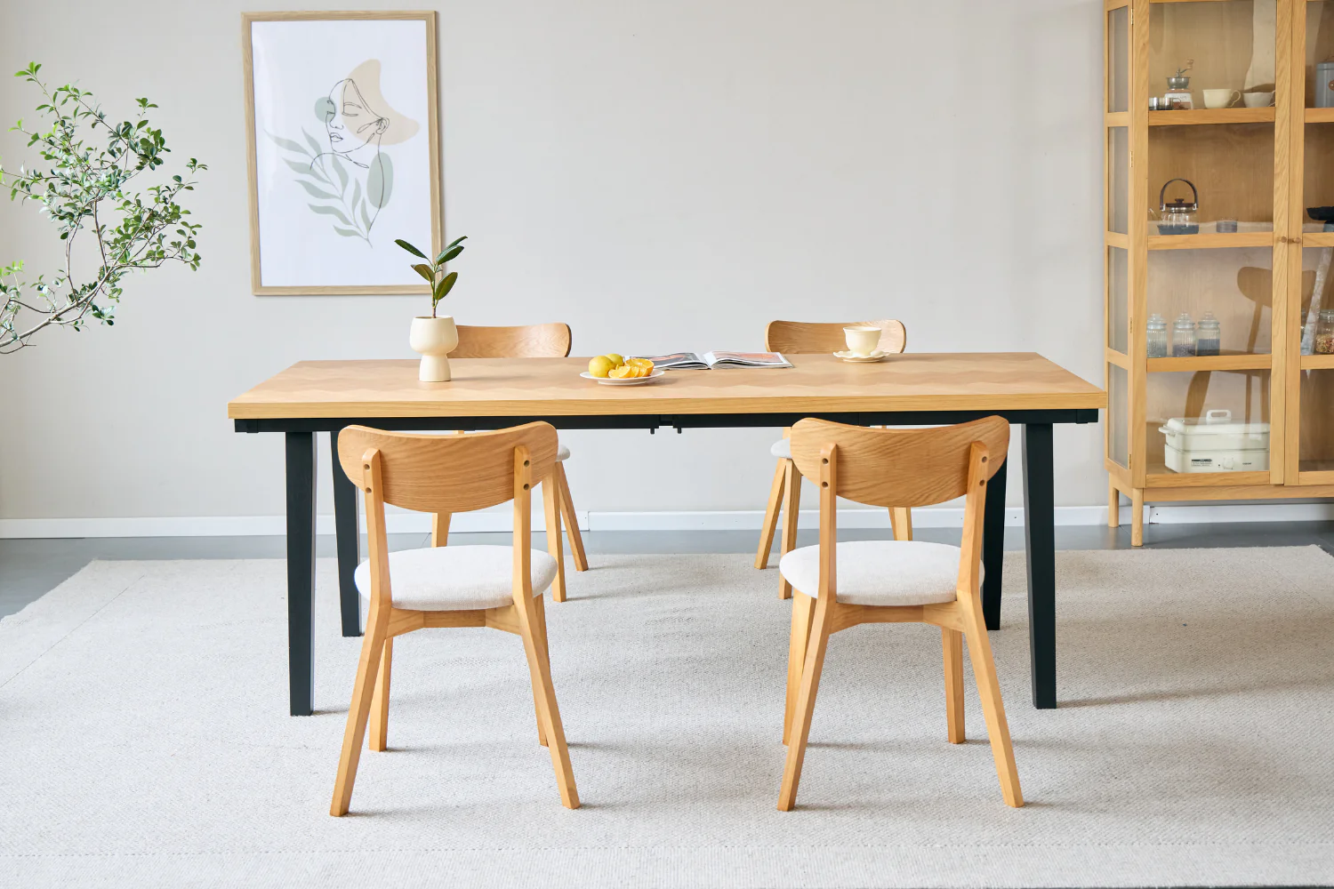 Valeria – table à manger à motif chevron 200×90 cm en placage chêne laqué - Image 3