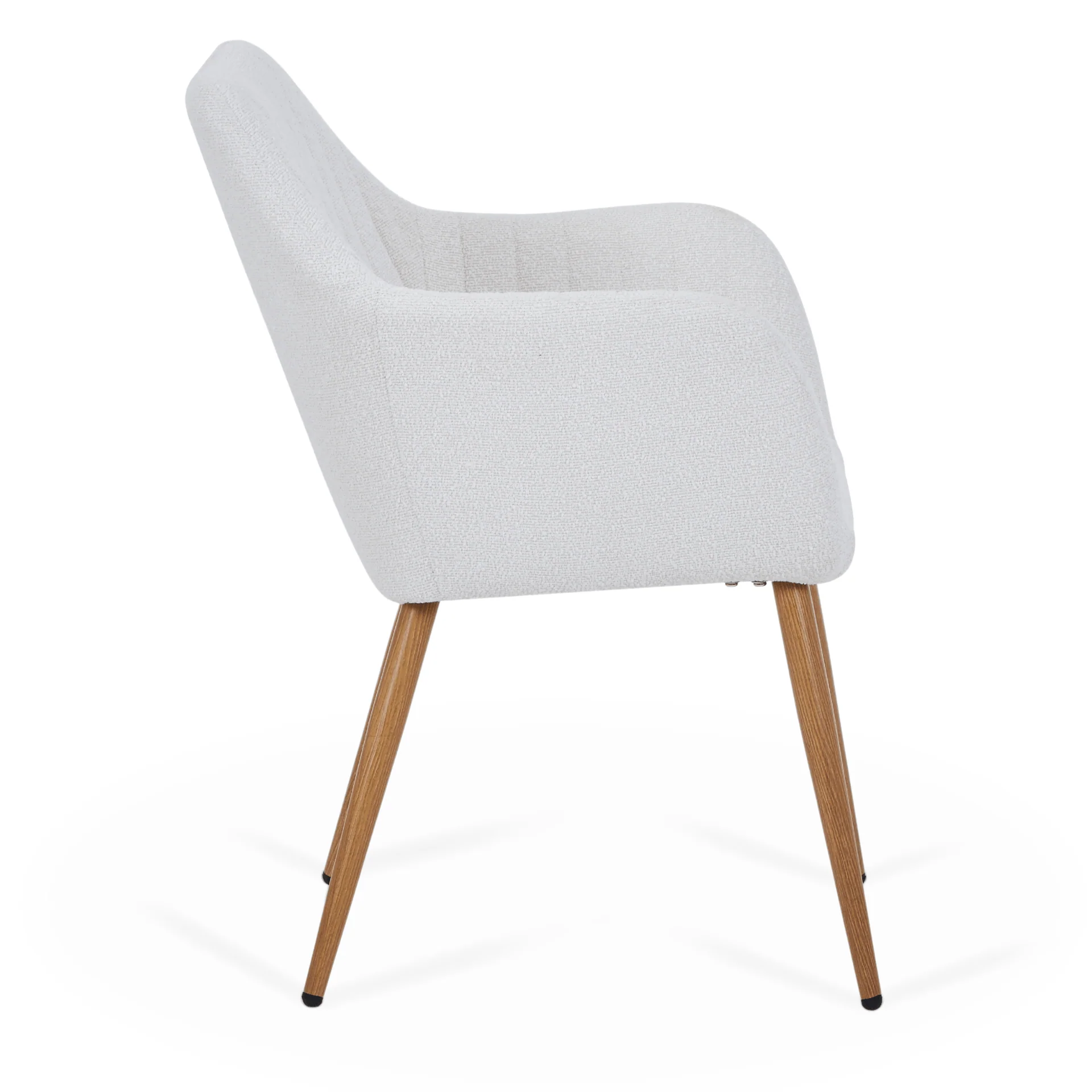 Vanessa chaise de salle à manger avec accoudoirs - bouclé blanc et aspect chêne - Image 3