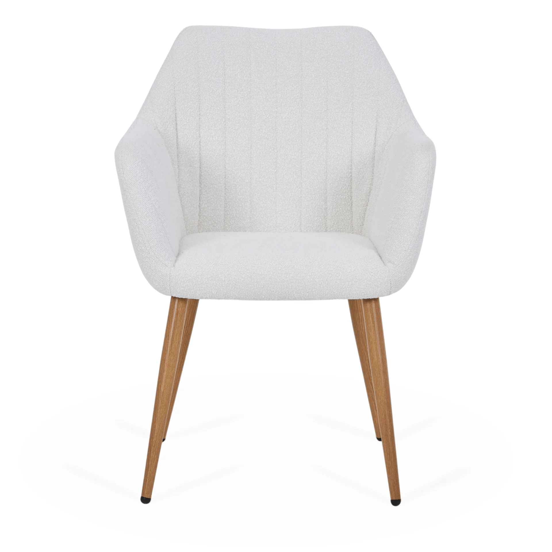 Vanessa chaise de salle à manger avec accoudoirs - bouclé blanc et aspect chêne - Image 4