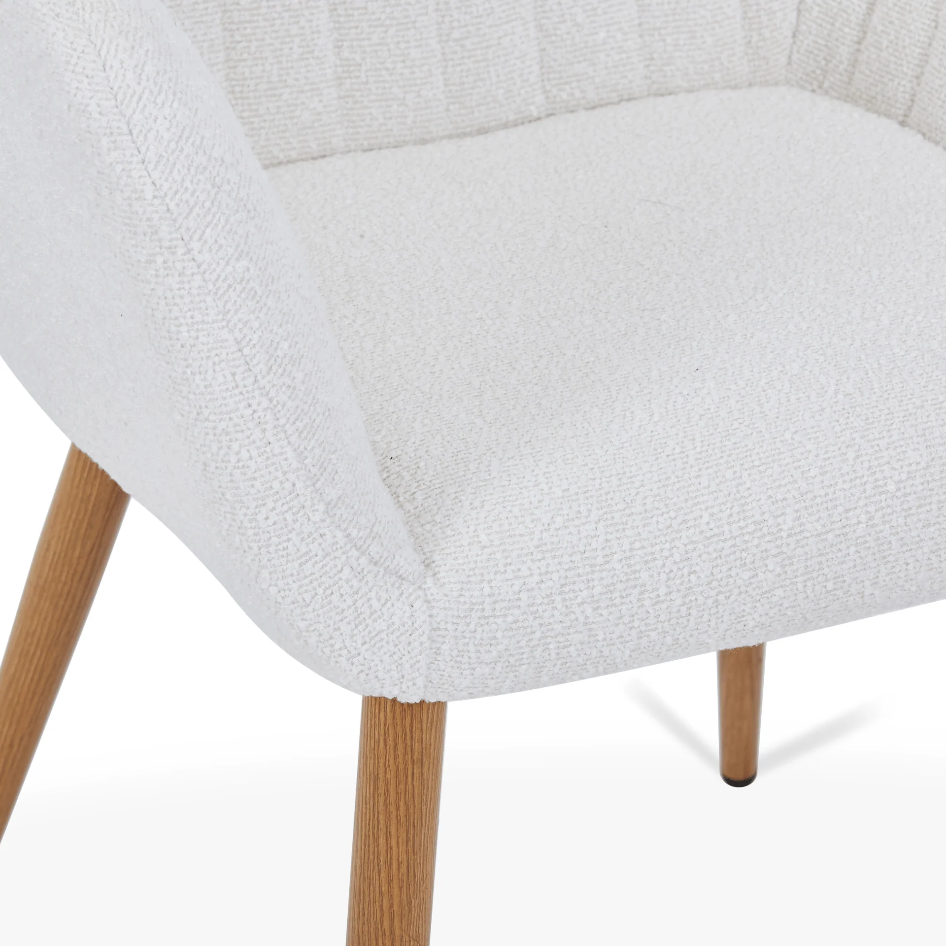 Vanessa chaise de salle à manger avec accoudoirs - bouclé blanc et aspect chêne - Image 6