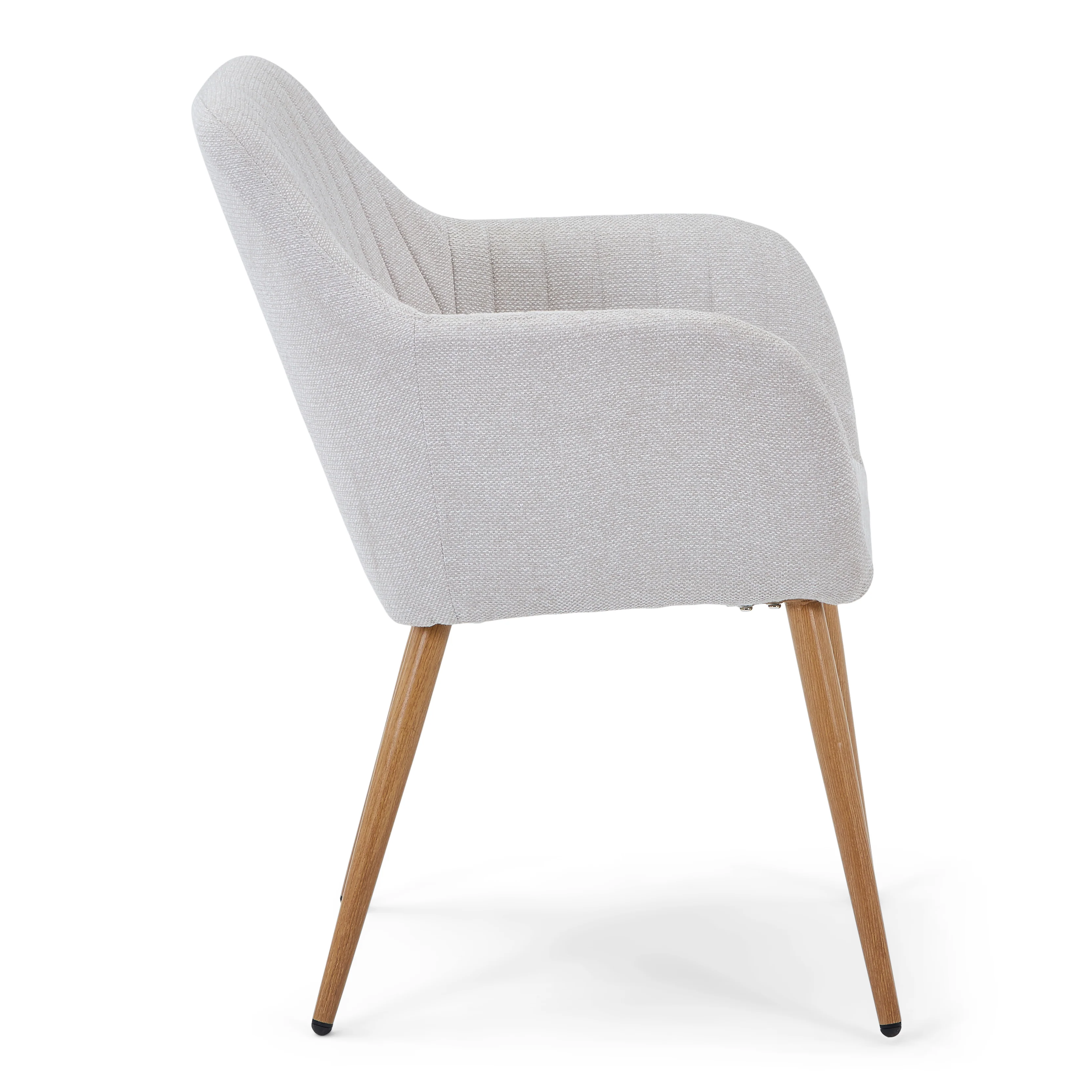 Vanessa chaise de salle à manger avec accoudoirs - tissu beige et aspect chêne - Image 2