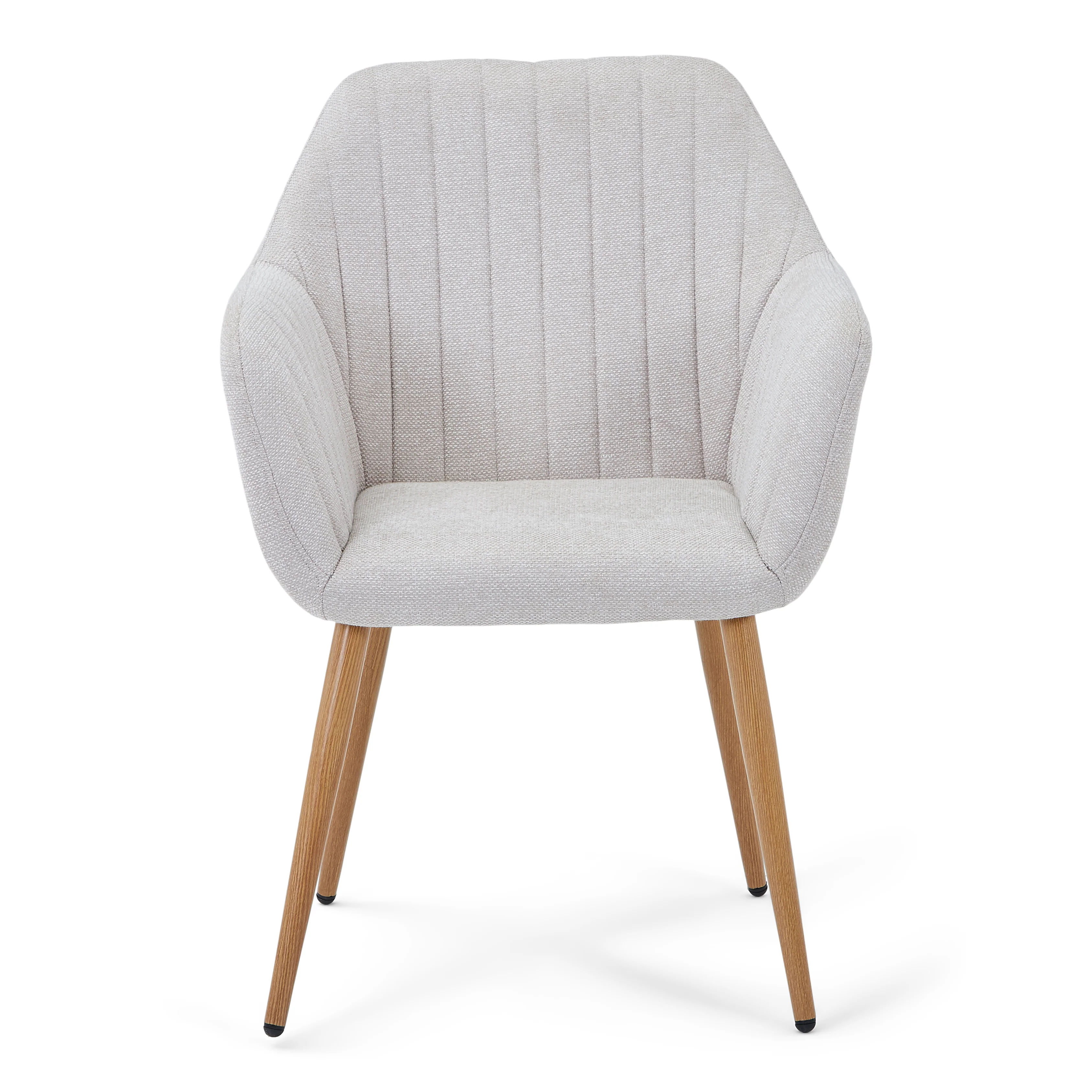 Vanessa chaise de salle à manger avec accoudoirs - tissu beige et aspect chêne - Image 3