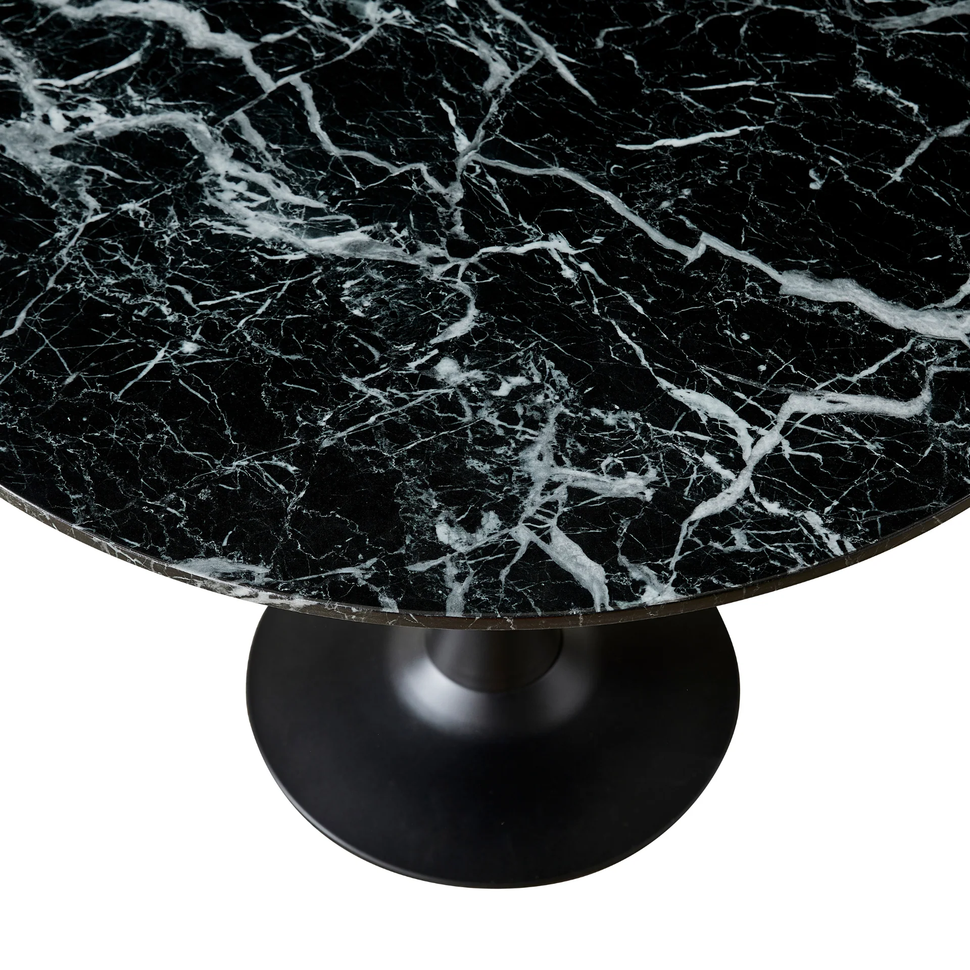 Zander - Table de salle à manger ronde en aspect marbre noir avec pied en trompette Ø100 cm - Image 4