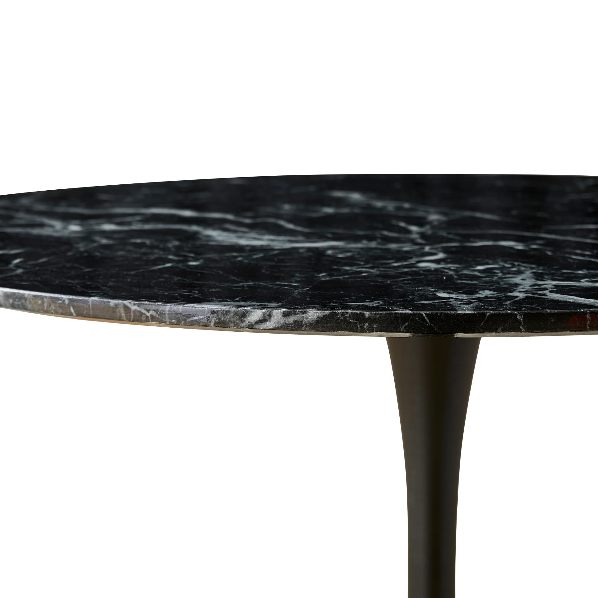 Zander - Table de salle à manger ronde en aspect marbre noir avec pied en trompette Ø100 cm - Image 5