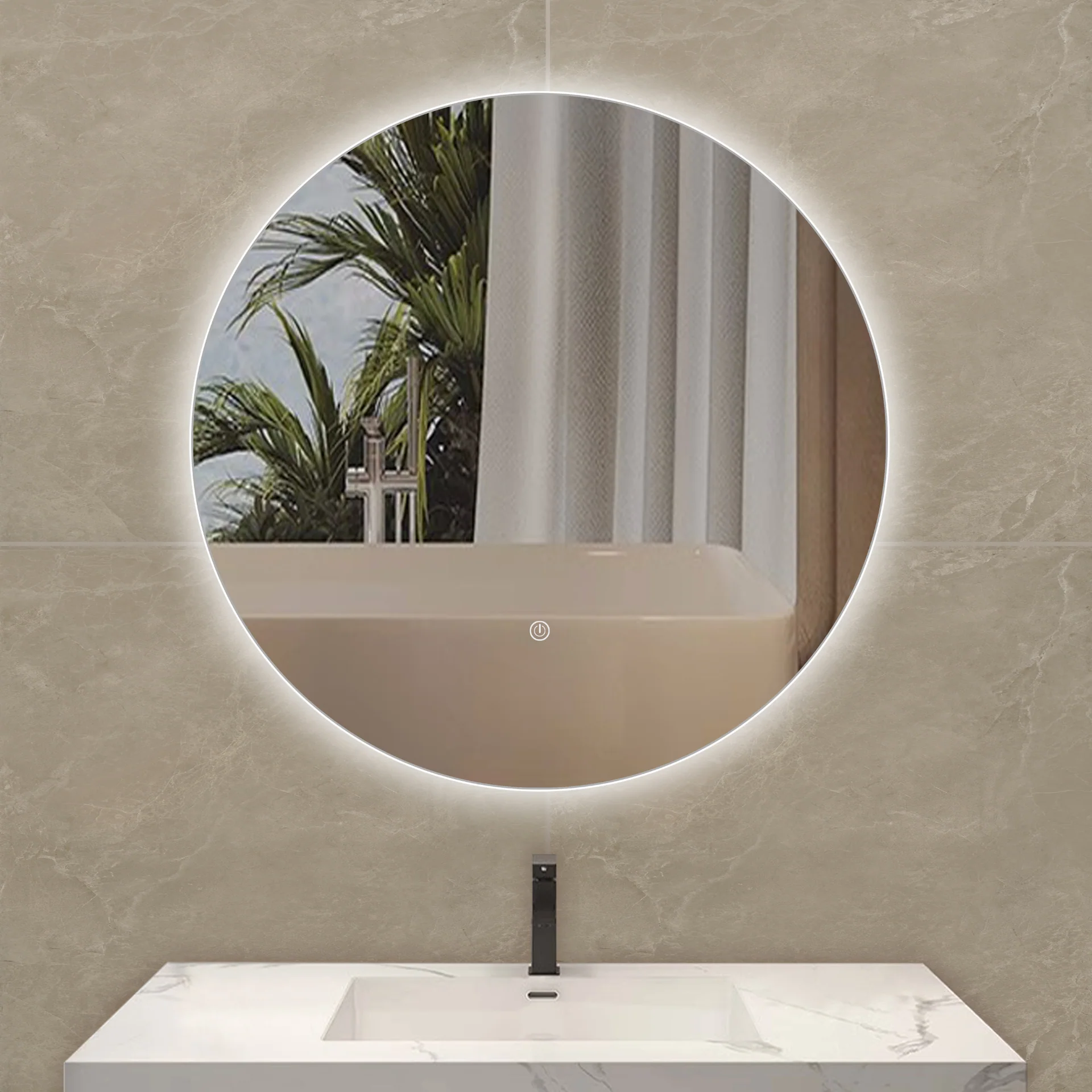 Zola miroir rond avec éclairage LED 80 cm - Image 2